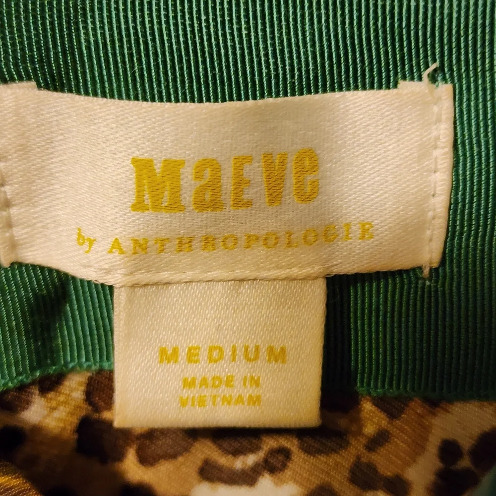 Maeve Teal and White Animal-Print Shirt Dress Medium - Picture 3 of 12